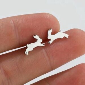 Silver Rabbit Stud Earrings
